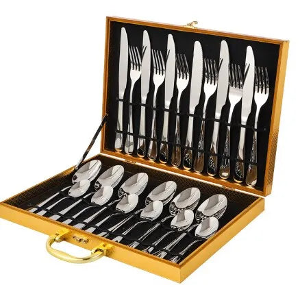 Luxury Gold Plated 24 Piece Cutlery Set