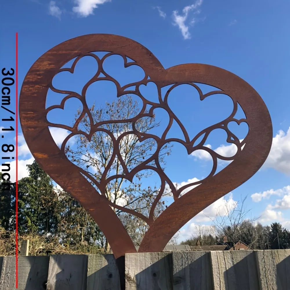 Vintage Metal Heart Garden Marker