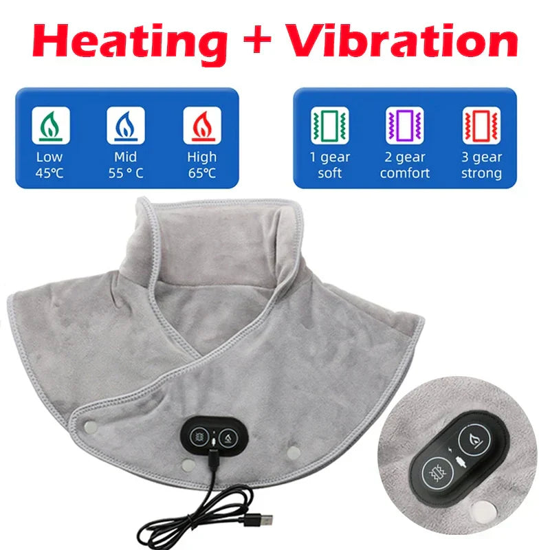 Cozy Heated Massage Pillow with USB Vibration Therapy