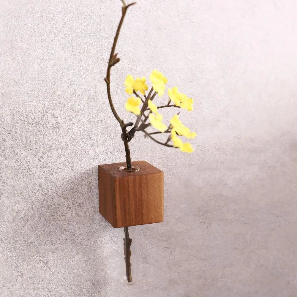 Natural Wood Floral Tube Vase
