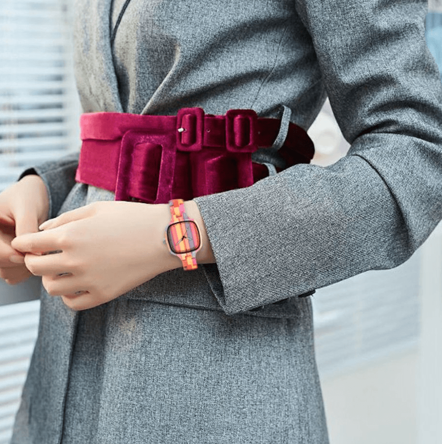 Natural Bamboo Wood Wrist Watch - Leather Strap