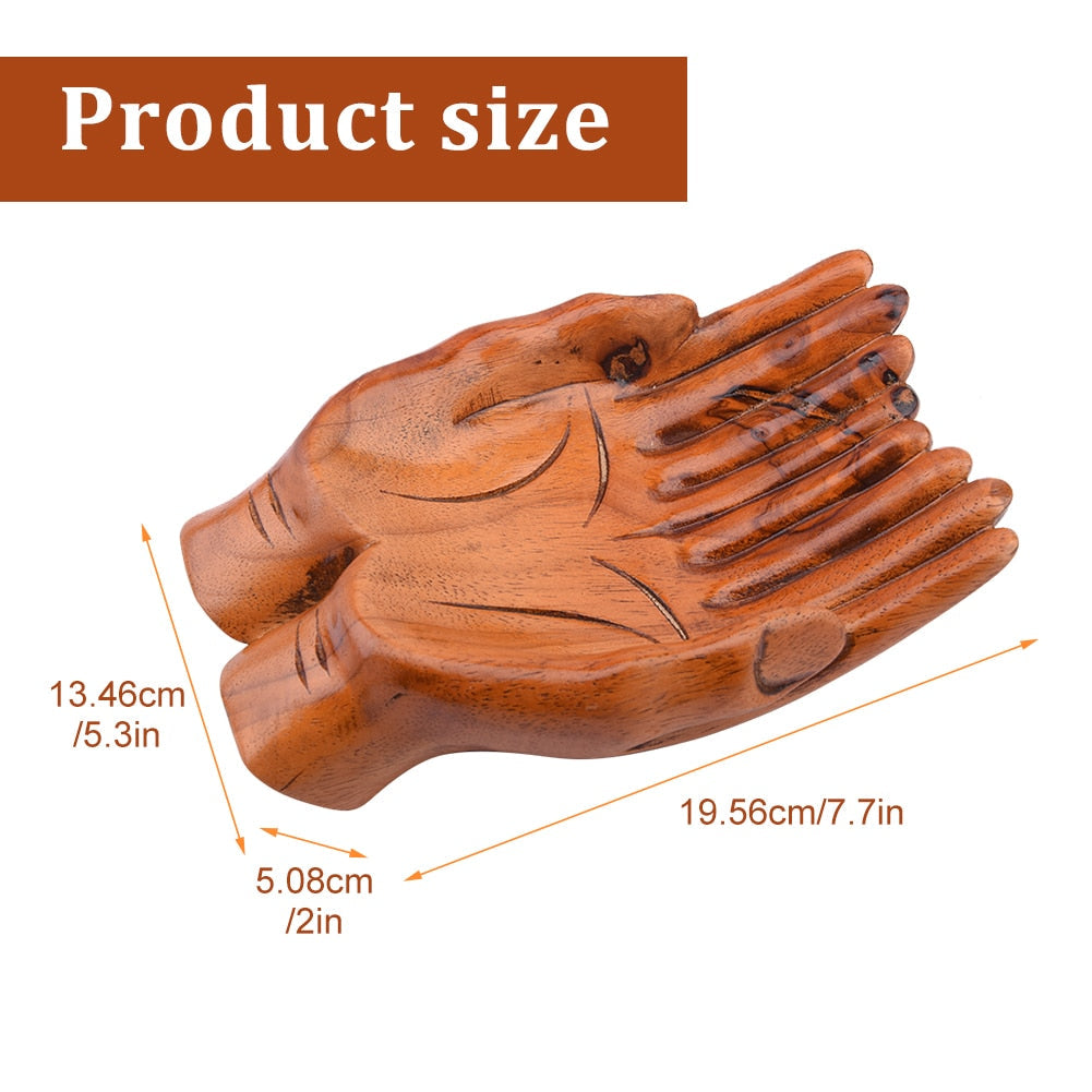 Handcrafted Wooden Prayer Hand Candy Dish Home Decoration