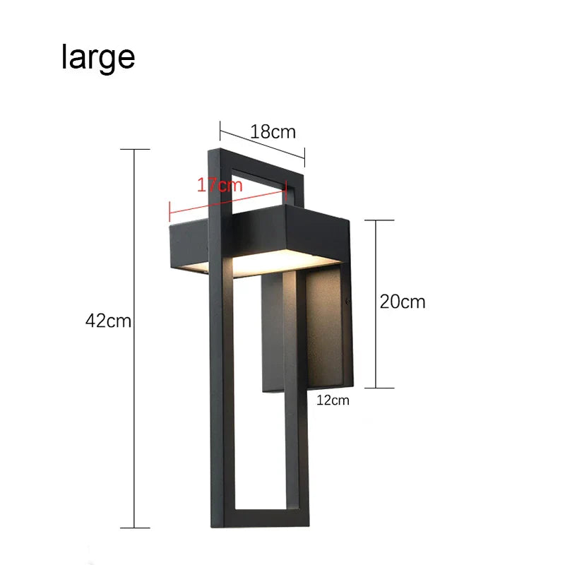 Outdoor LED Wall Lamp Waterproof Black Metal 10W