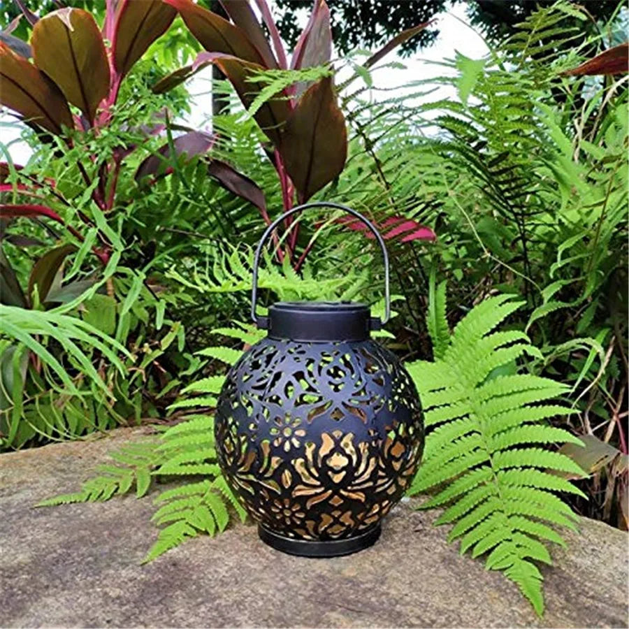 Solar Powered Hanging Garden Lantern with Iron Design