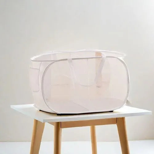 Collapsible Laundry Hamper with Pocket and Sturdy Frame