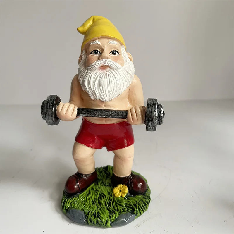 Comical Gnome Resin Statue for Outdoor Decor
