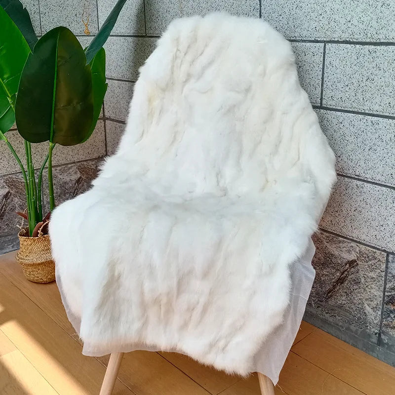 Plush Faux Rabbit Fur Throw 100x50 cm Handmade Blanket