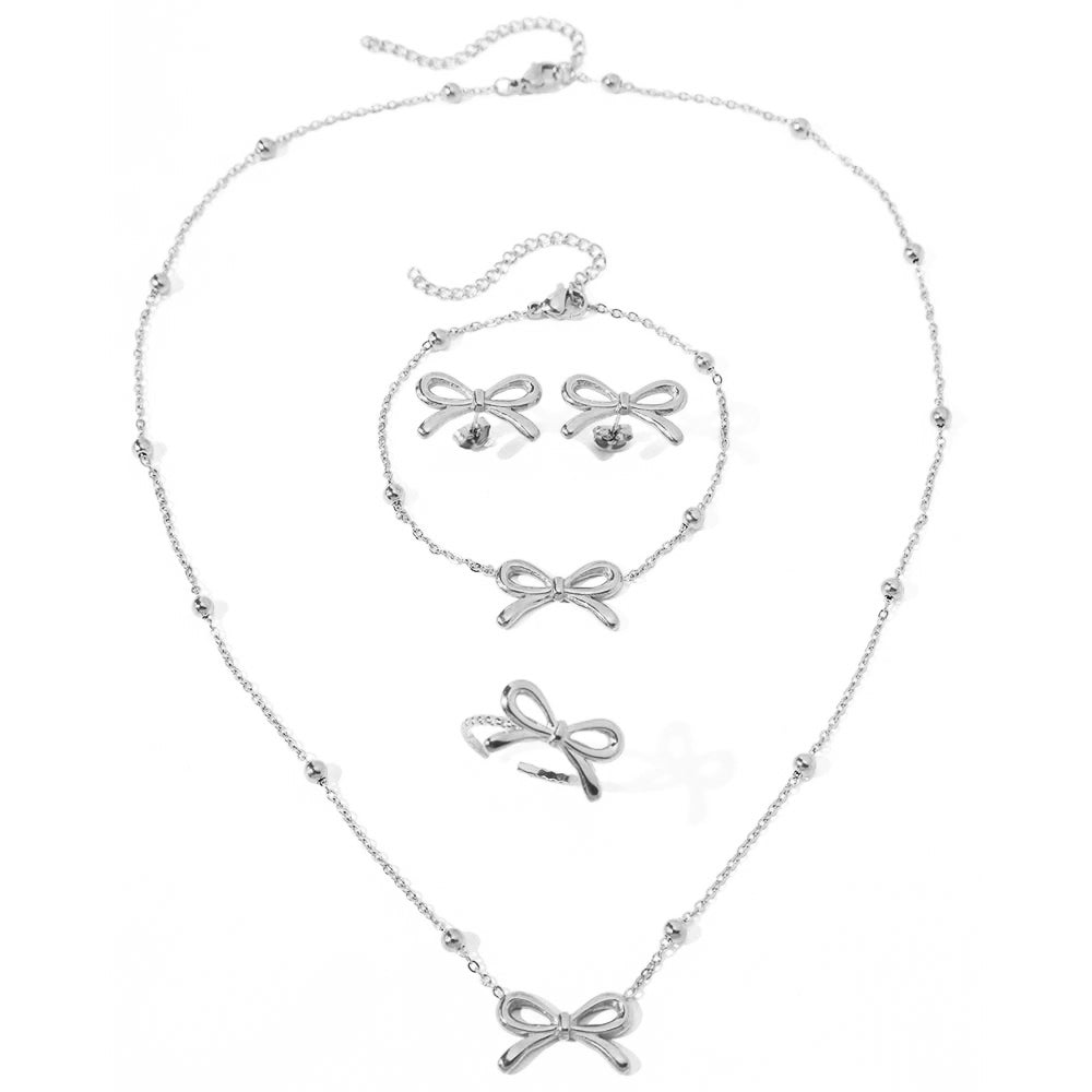 Delicate Bow Satellite Jewelry Set for Women