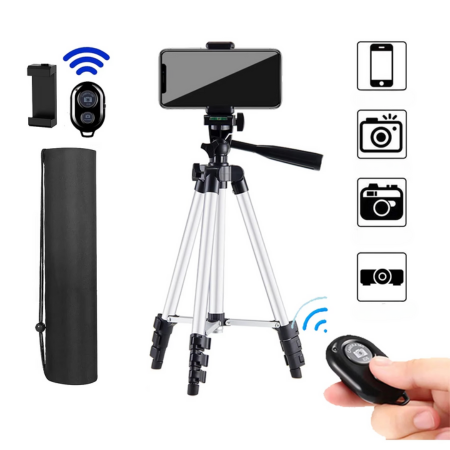 Compact Portable Tripod with Wireless Remote for Phones Cameras