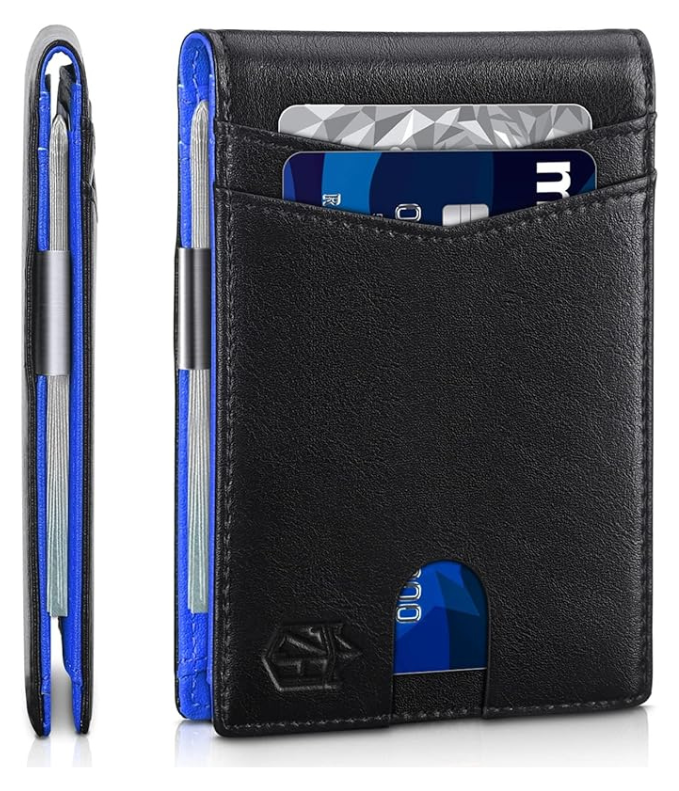 Secure Slim Leather Mens Wallet - Thin RFID Blocker
