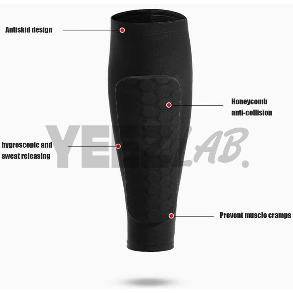 YeezLab™ Shin Guard Compression Pads– Honeycomb Protective Calf Support