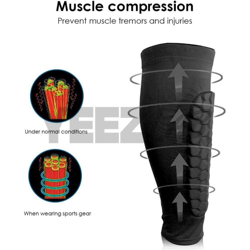 YeezLab™ Shin Guard Compression Pads– Honeycomb Protective Calf Support