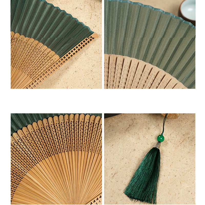 Natural Bamboo Silk Folding Fan