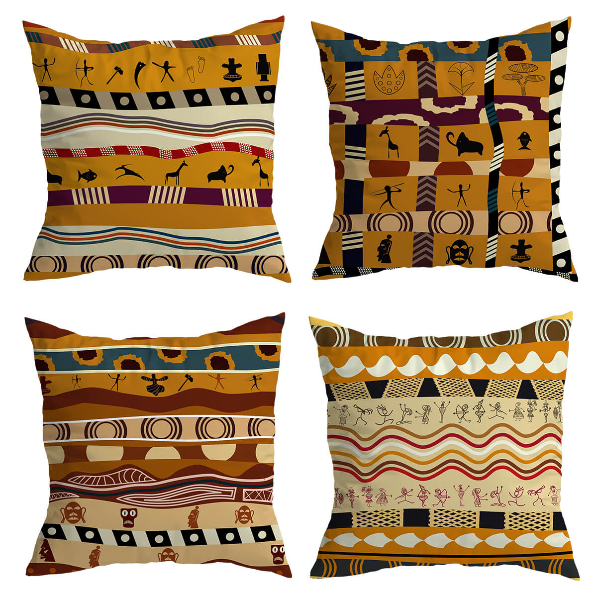Colorful Tribal Print Throw Pillow