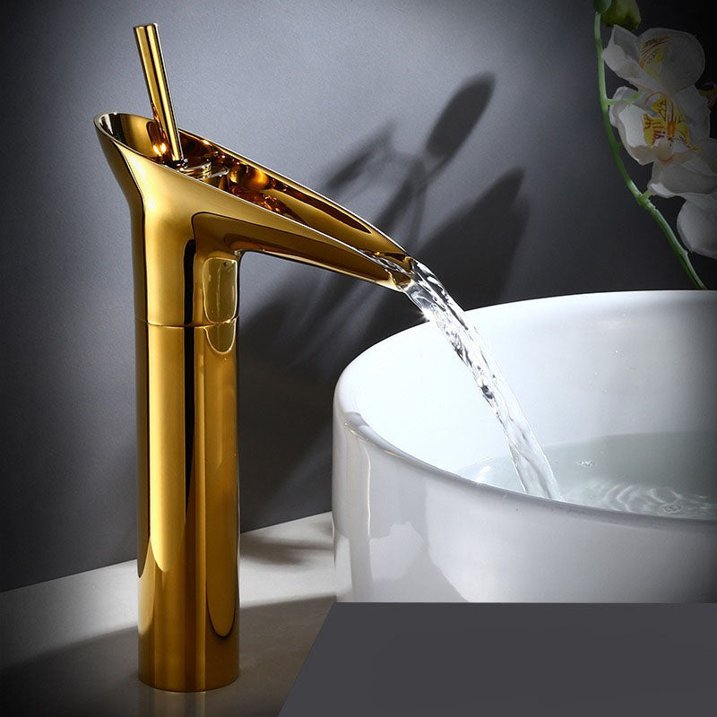 Contemporary Single Handle Kitchen Faucet with Waterfall Spout