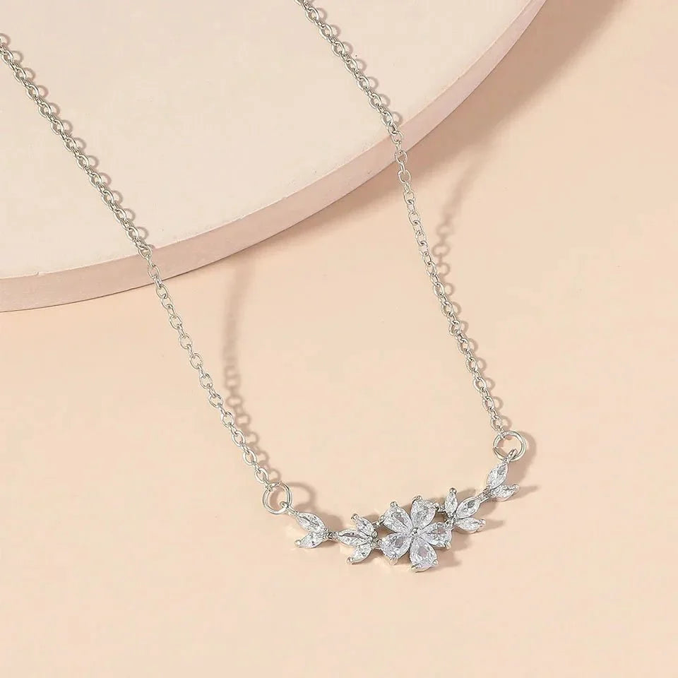 Delicate Flower Diamond Pendant Necklace