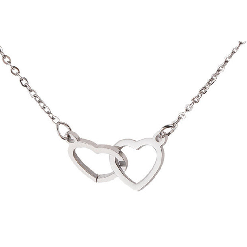 Lovely Couple Heart Pendant Necklace Gift Set