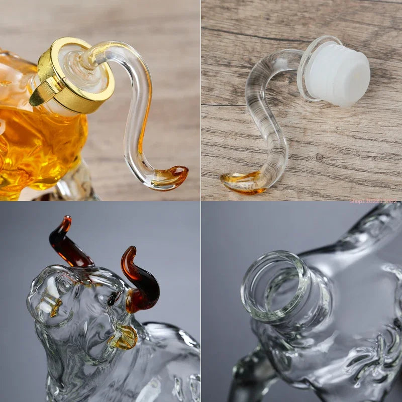 Unique Bull Shaped Glass Decanter