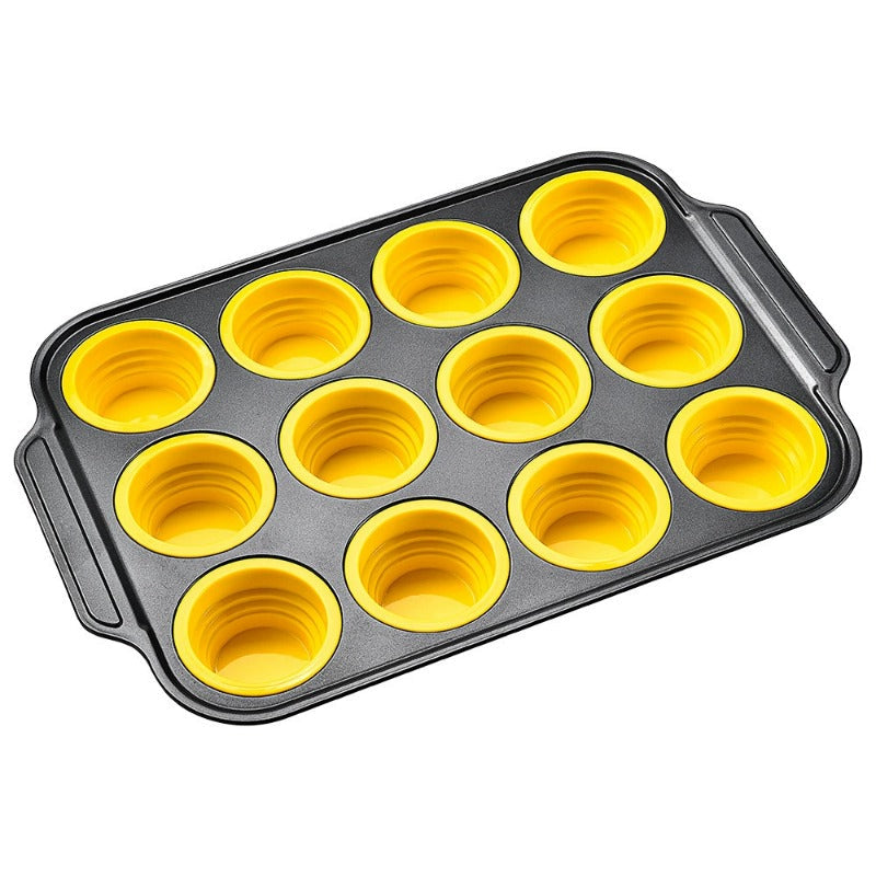 Non-Stick Silicone Muffin Pan with Durable Metal Base
