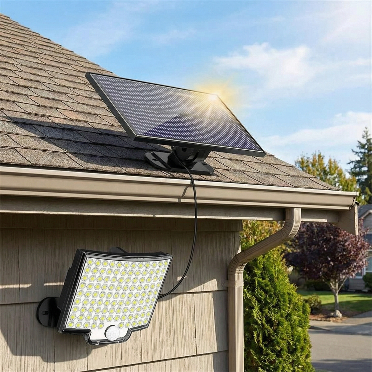 106 LED solar outdoor light with motion sensor