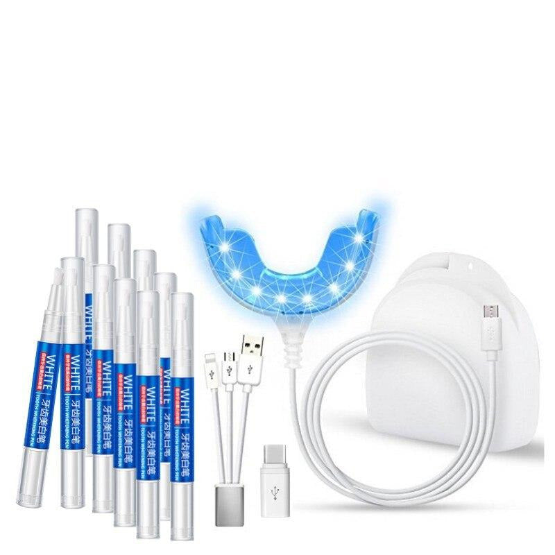 Fast at-home LED teeth whitening system kit