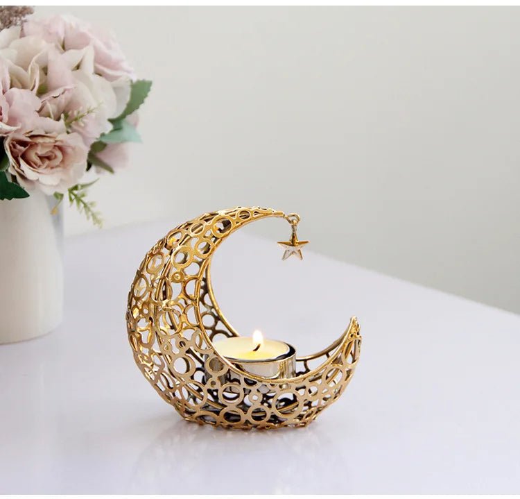 Luxurious Metal Moon Candle Holders for Home Decor