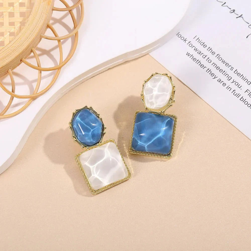 Trendy Geometric Oval Drop Earrings