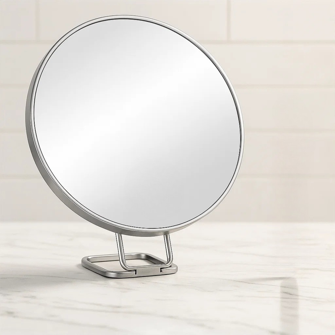 Portable Cosmetic Mirror with LED Light and Adjustable Stand