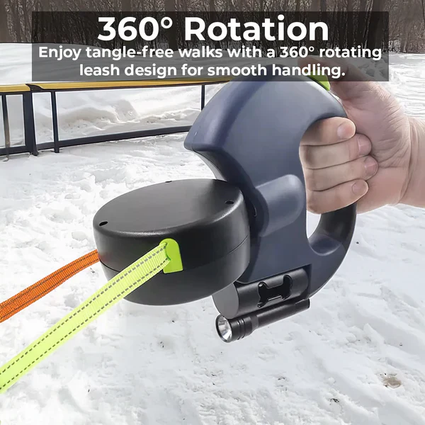 Hands-Free Double Dog Leash with Light & Poop Bag Holder