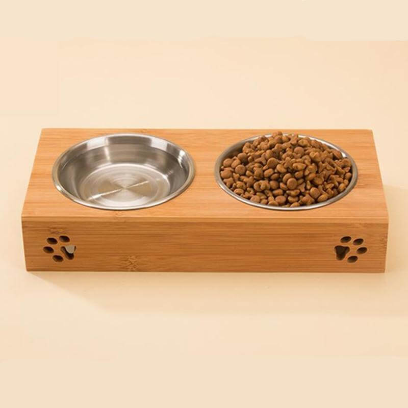 Natural Wood Pet Feeding Bowl