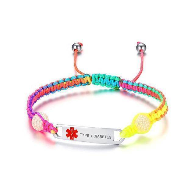 Colorful Kids Medical Alert Diabetes ID Bracelet