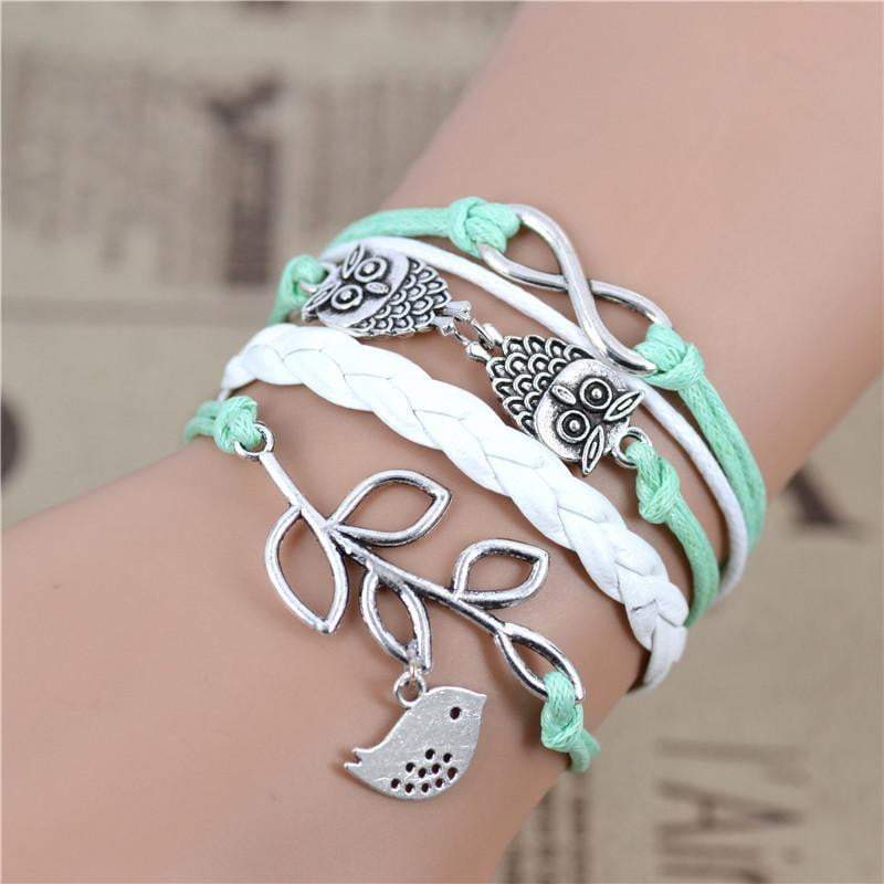 Trendy Olive Leaf Layered Bracelet, Green Fashion Accessory - Yeezlab