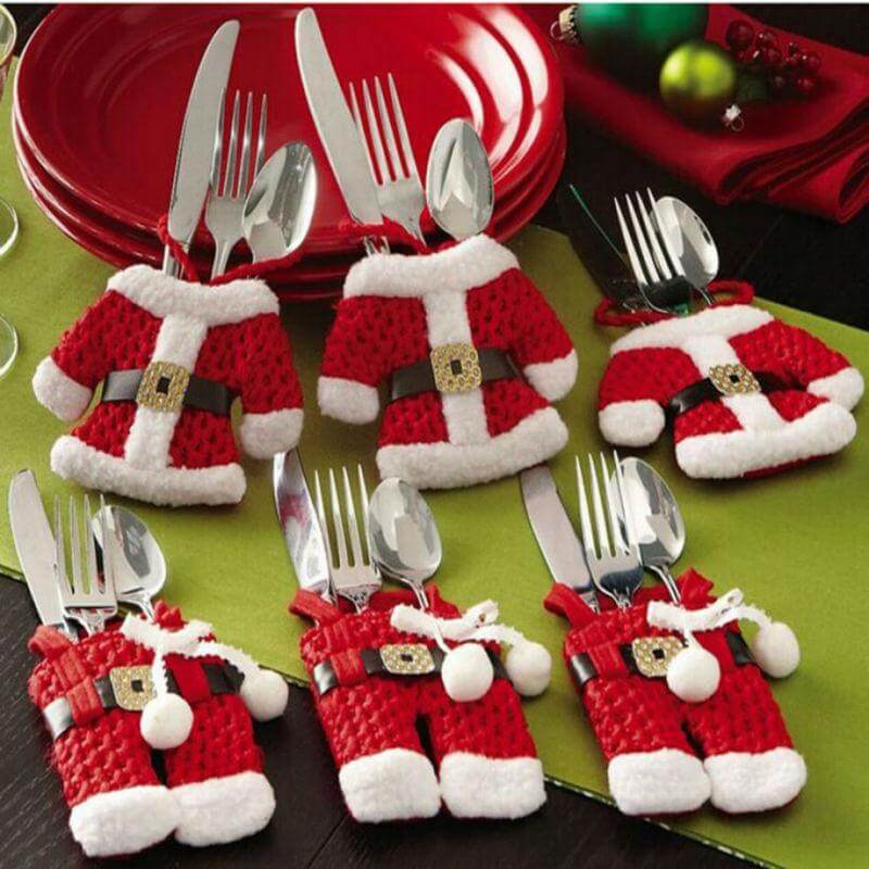Holiday Santa Silverware Holder Set of 6