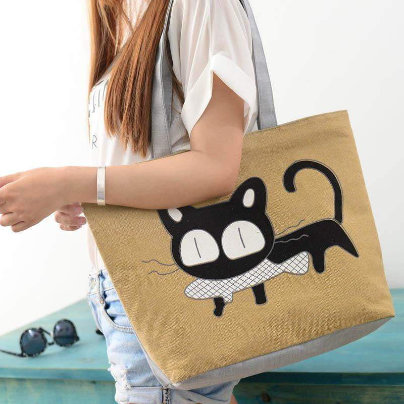 Stylish Cat Ladies Canvas Tote Shoulder Bag