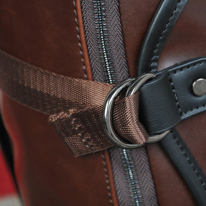 Durable Brown Leather Backpack for Work and Travel