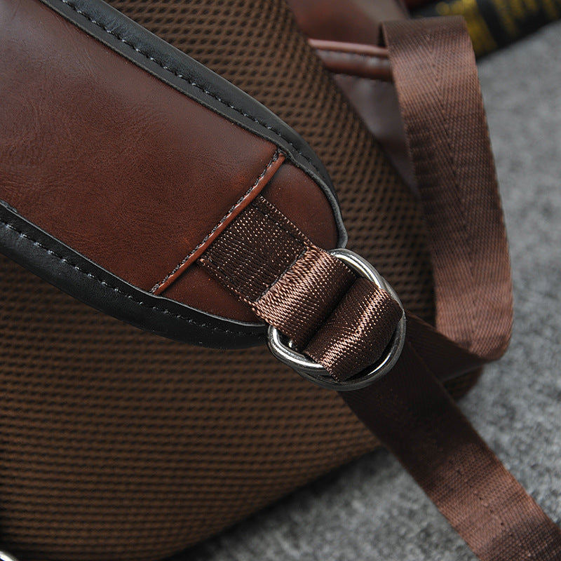 Durable Brown Leather Backpack for Work and Travel