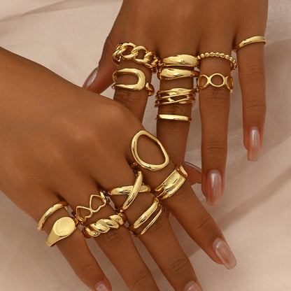 Stylish 16 Piece Adjustable Ring Set