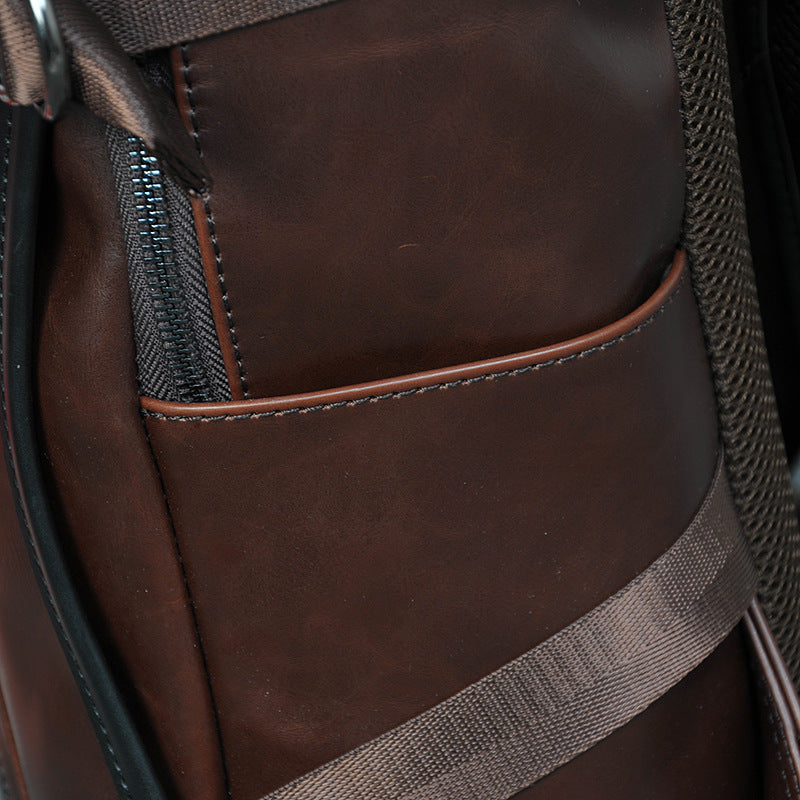 Durable Brown Leather Backpack for Work and Travel