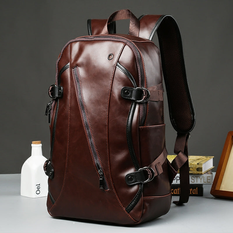 Durable Brown Leather Backpack for Work and Travel - Yeezlab