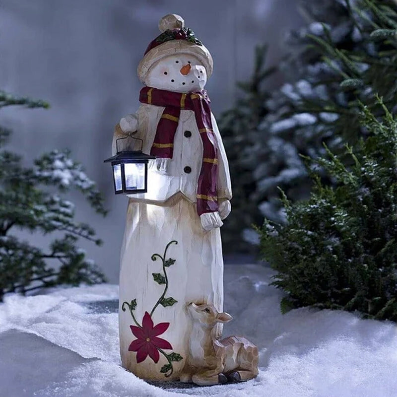 Winter Snowman Solar Powered Lantern