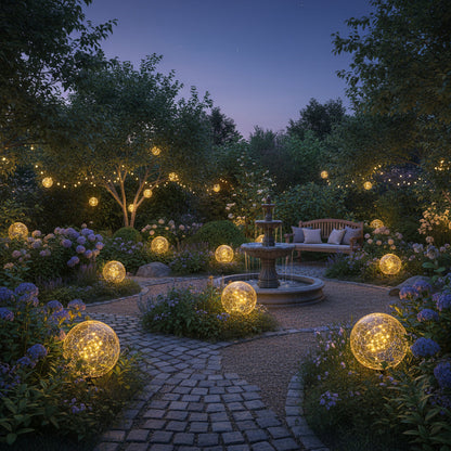 Solar Powered Glass Globe Outdoor Lamp