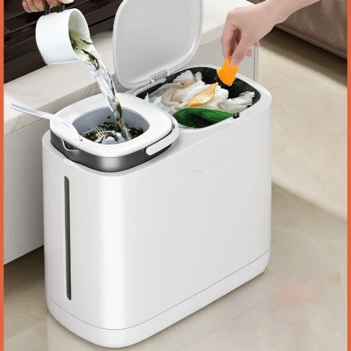 Space Saving 2 Section Kitchen Trash Recycling Bin - Yeezlab