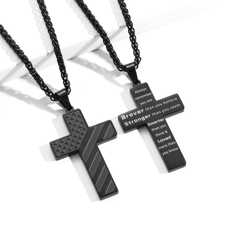 Patriot USA Flag Cross Pendant Necklace - Yeezlab