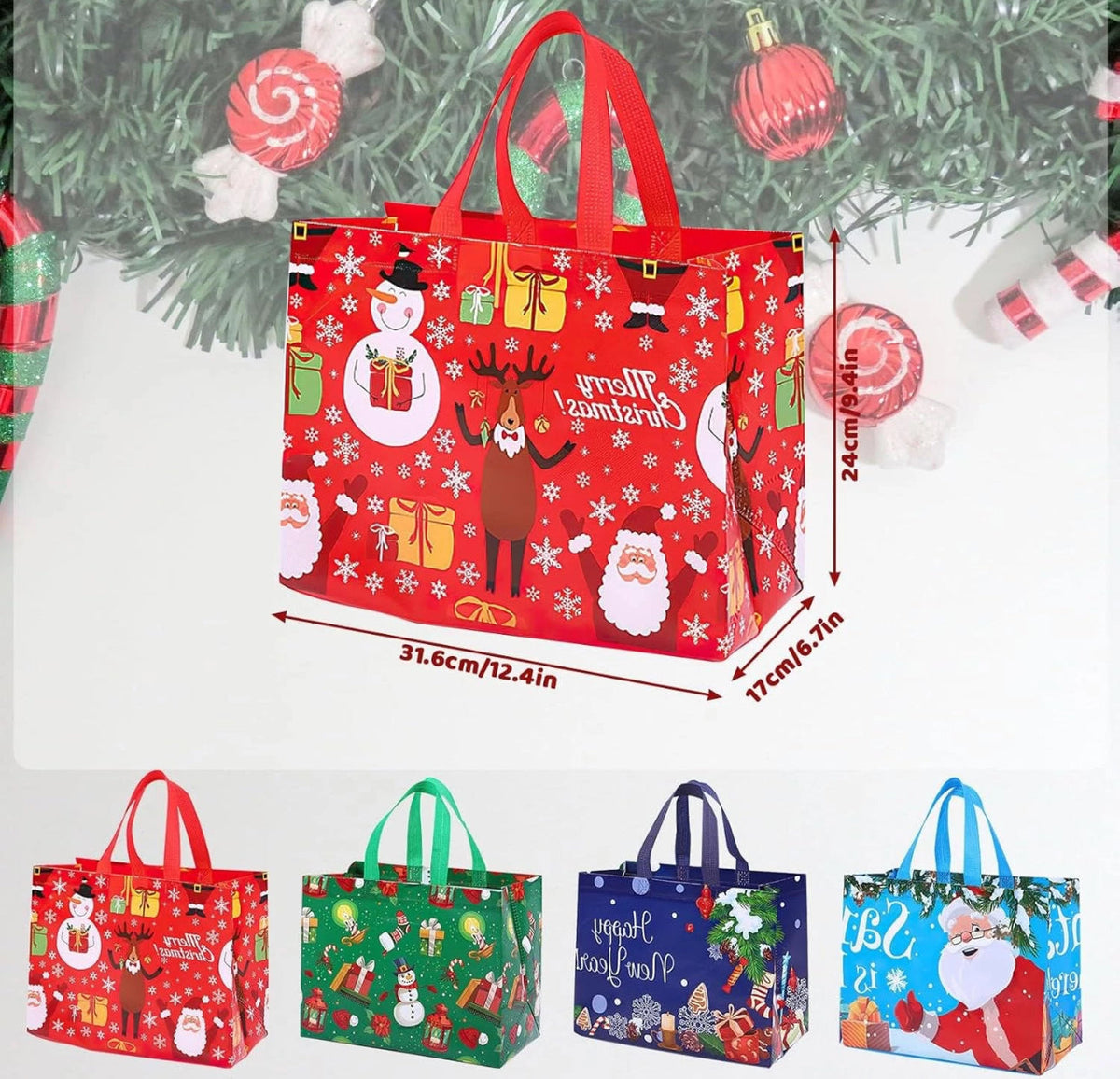 Reusable Holiday Gift Bags 12 Pack