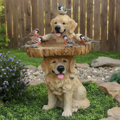 Cute Dog Garden Bird Bath Outdoor Statue