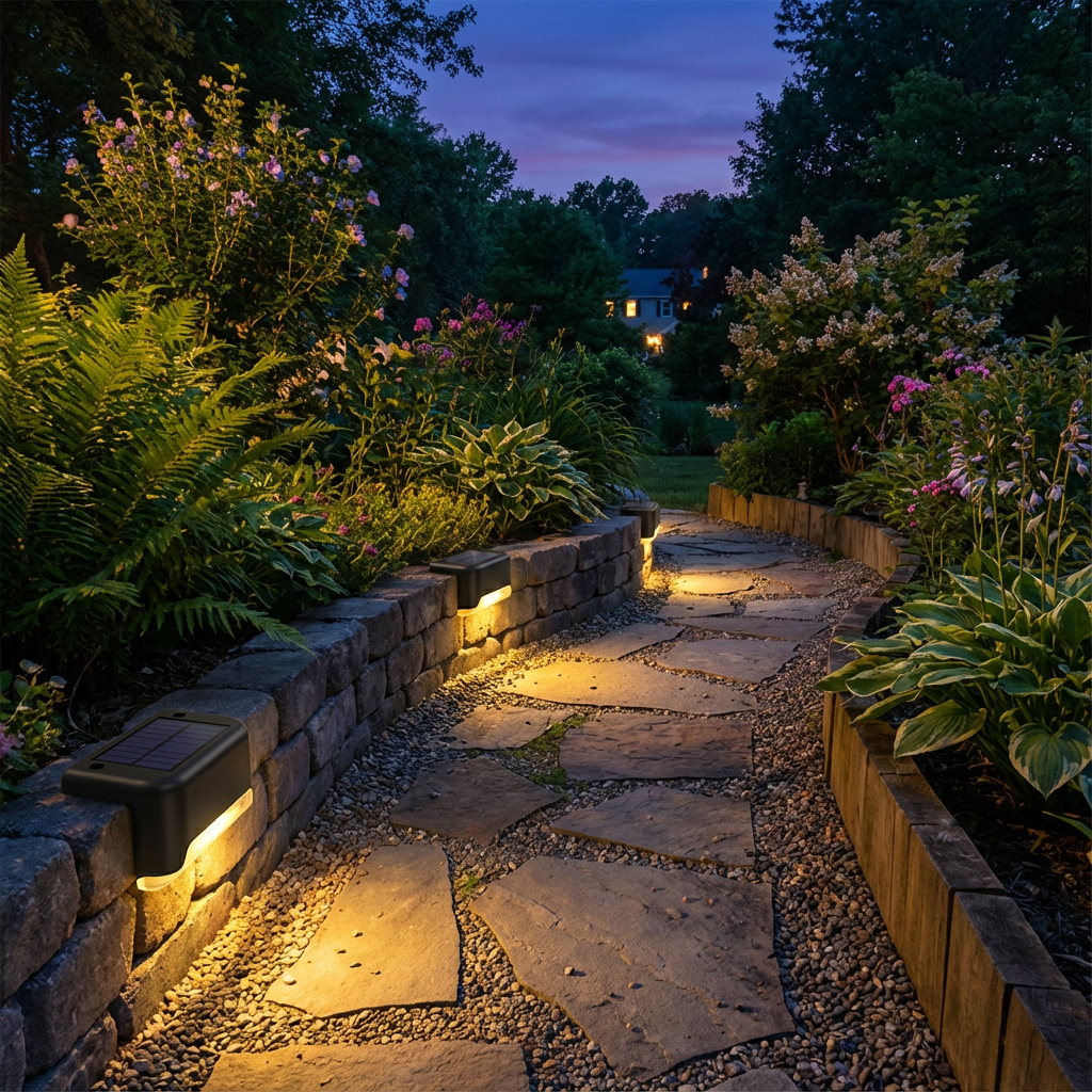 Set of Outdoor Solar Decks and Fence Lights