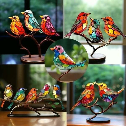 Vibrant Bird Perch Home Decor Figurine