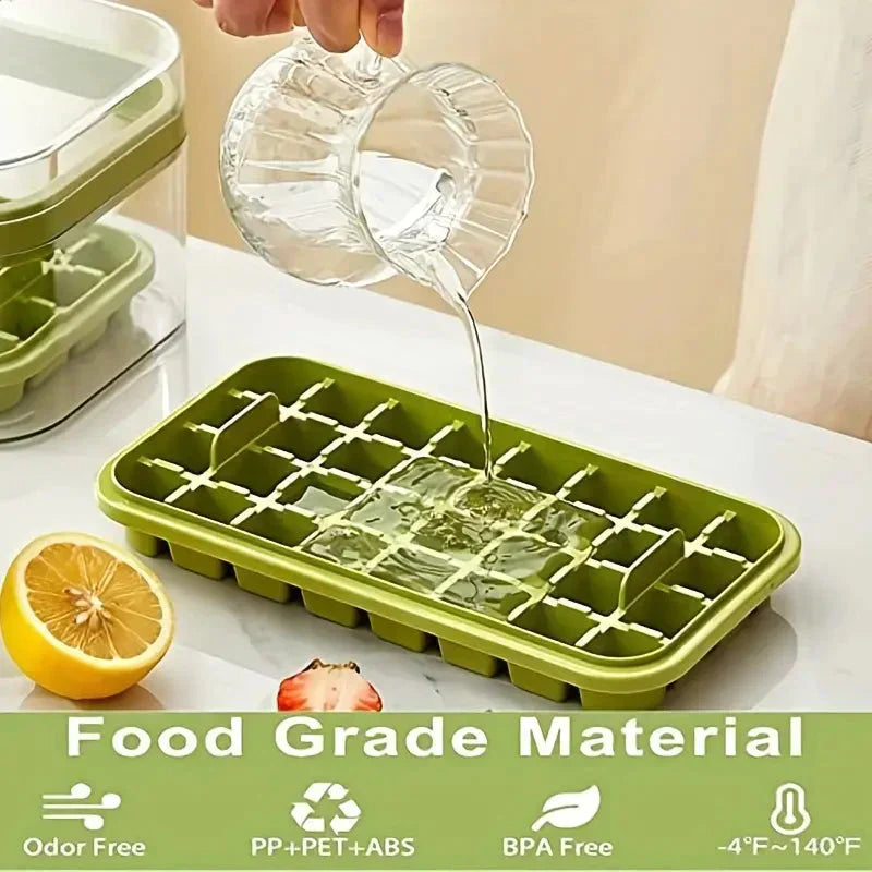 Large Silicone Ice Cube Tray with Lid - 64 Cubes