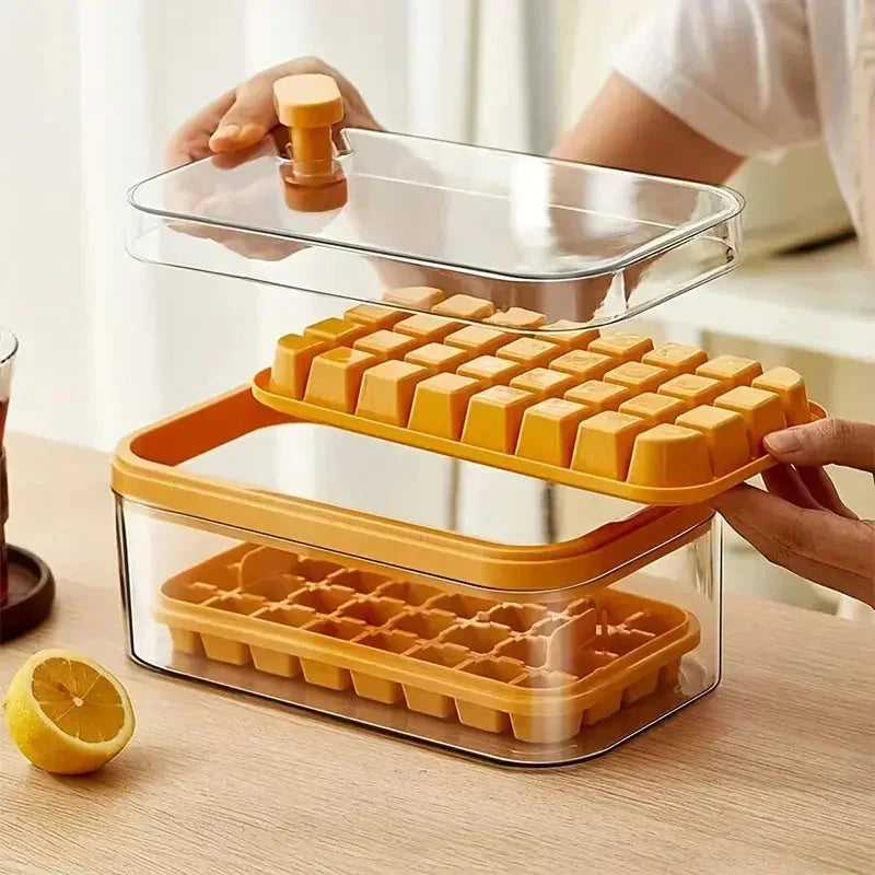 Large Silicone Ice Cube Tray with Lid - 64 Cubes