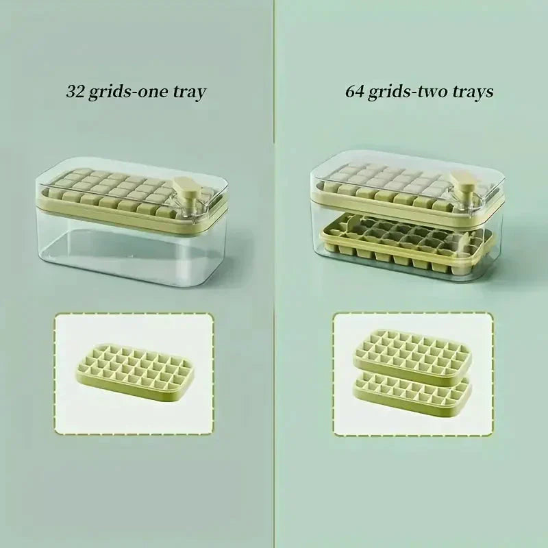 Large Silicone Ice Cube Tray with Lid - 64 Cubes